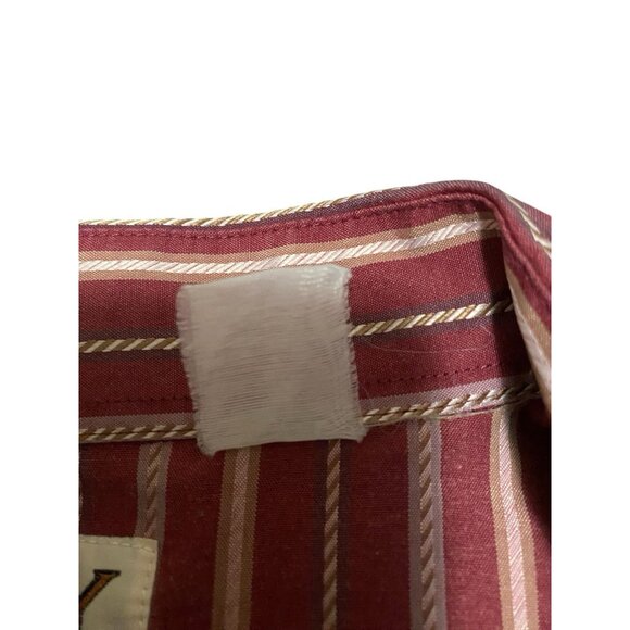 ELY Cattleman Western Shirt Mens 17 Maroon Red Stripe Rodeo Pearl Snap Long Slv - Picture 8 of 9